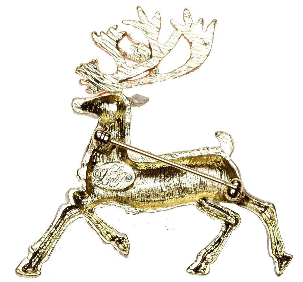 Thumbnail: Kirks Folly Legacy Christmas 2019 Reindeer Pin goldtone