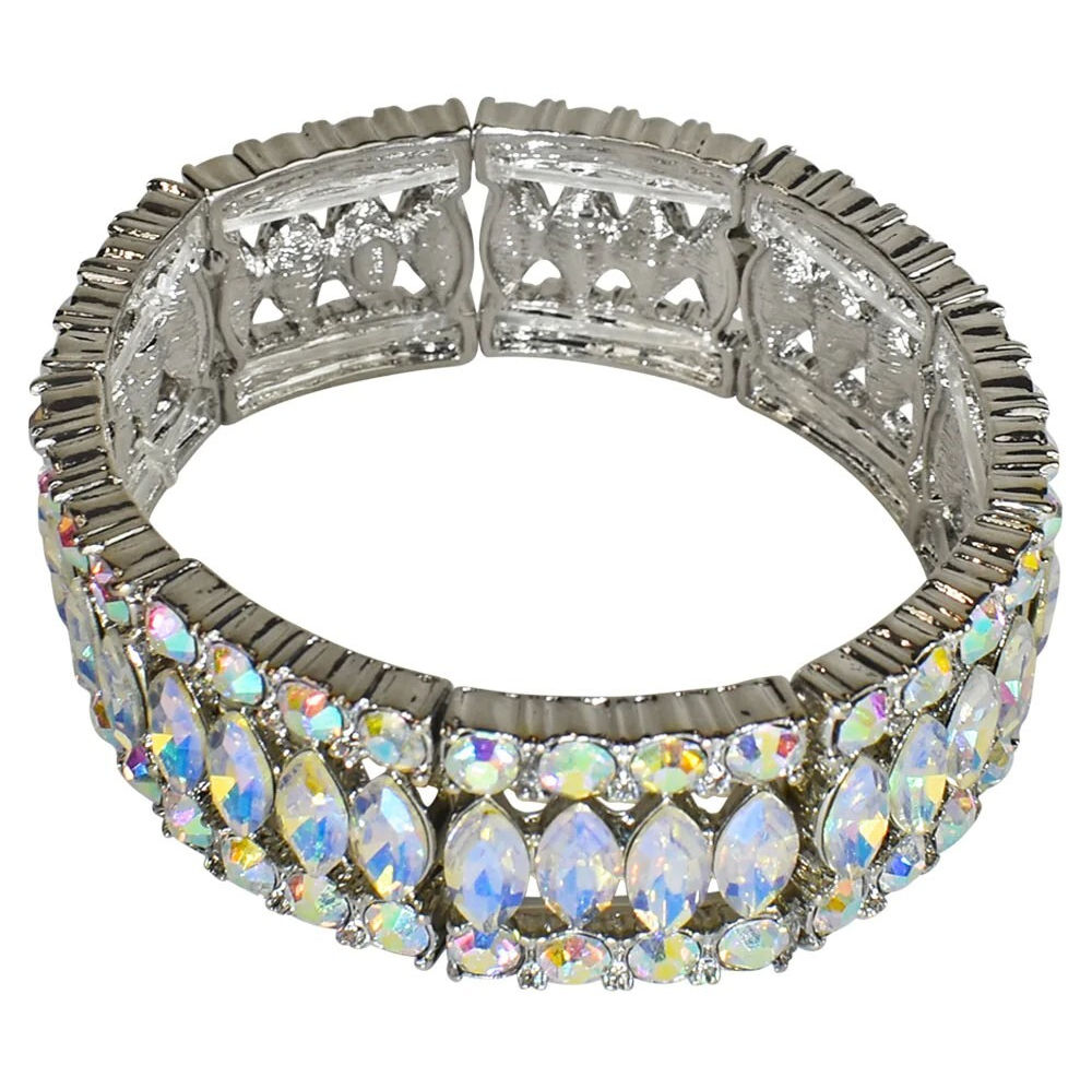 Kirks Folly Holiday Social Lite Stretch Bracelet silvertone