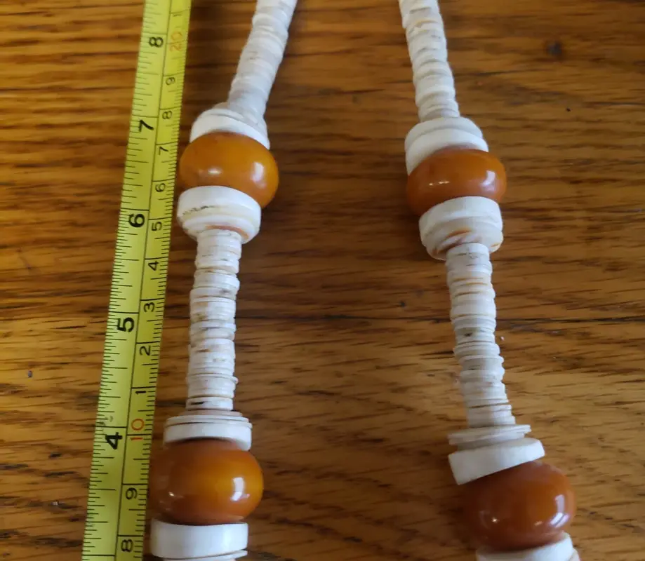 Thumbnail: Vintage Amber Heishi Trade Bead Necklace 30in