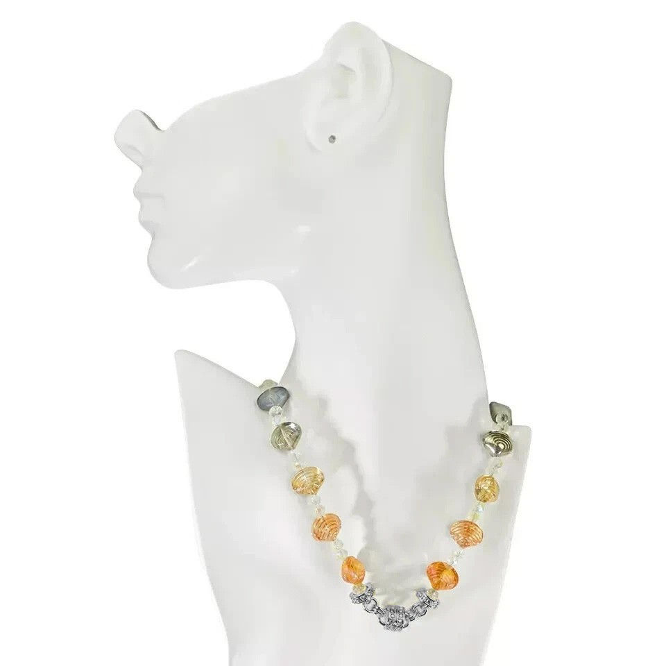 Thumbnail: KIRKS FOLLY Crystal Clam Shell Magnetic Interchangeable Necklace silvertone