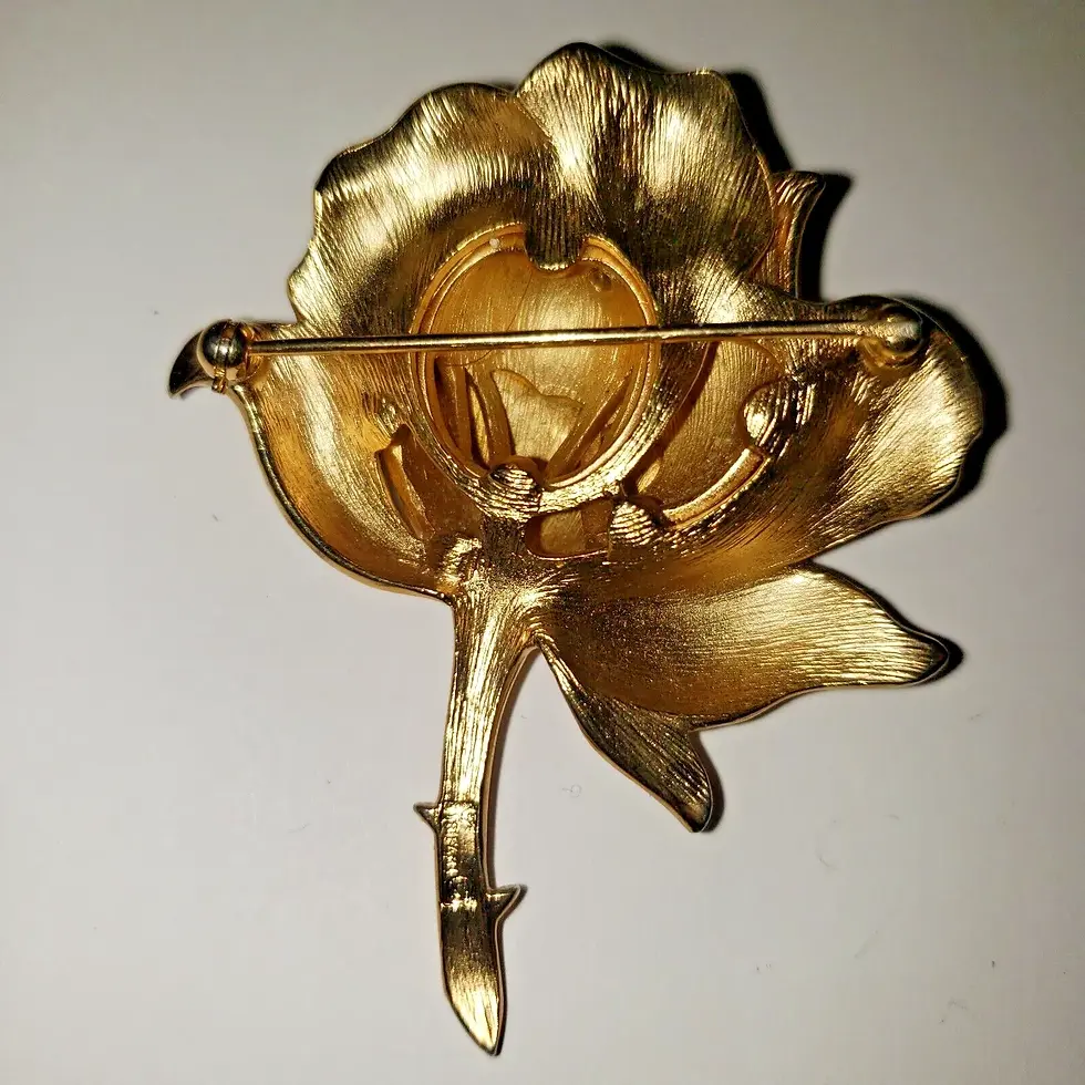 Thumbnail: Trifari Gold-Plated 1960s Blooming Rose Brooch