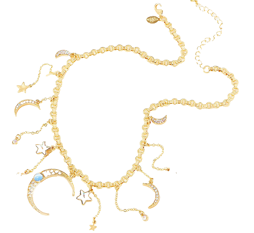 Thumbnail: KIRKS FOLLY Astral Princess Statement Necklace - moon and stars - goldtone