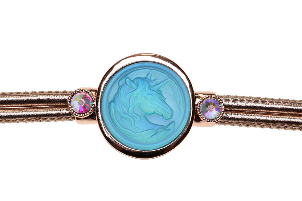 Thumbnail: KIRKS FOLLY METALLICA CLOUDWALKER UNICORN BRACELET aqua / rose goldtone