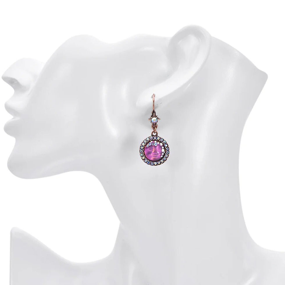 Thumbnail: Kirks Folly Goddess Mystic Asymmetric Seaview Moon Leverback Earrings copper
