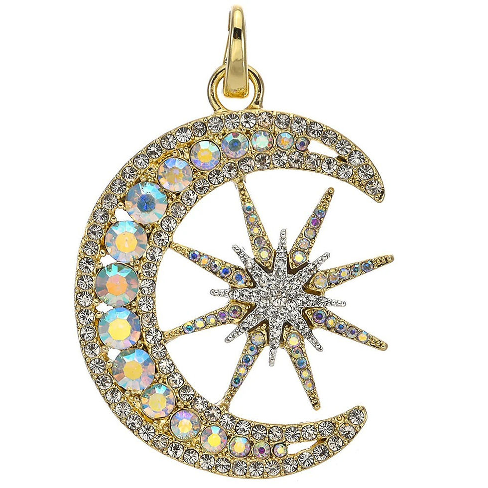 Thumbnail: Kirks Folly Moondust Starlight Open Ring Charm goldtone