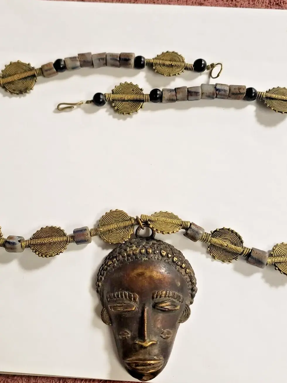 Thumbnail: Antique African Tribal Head Pendant Necklace