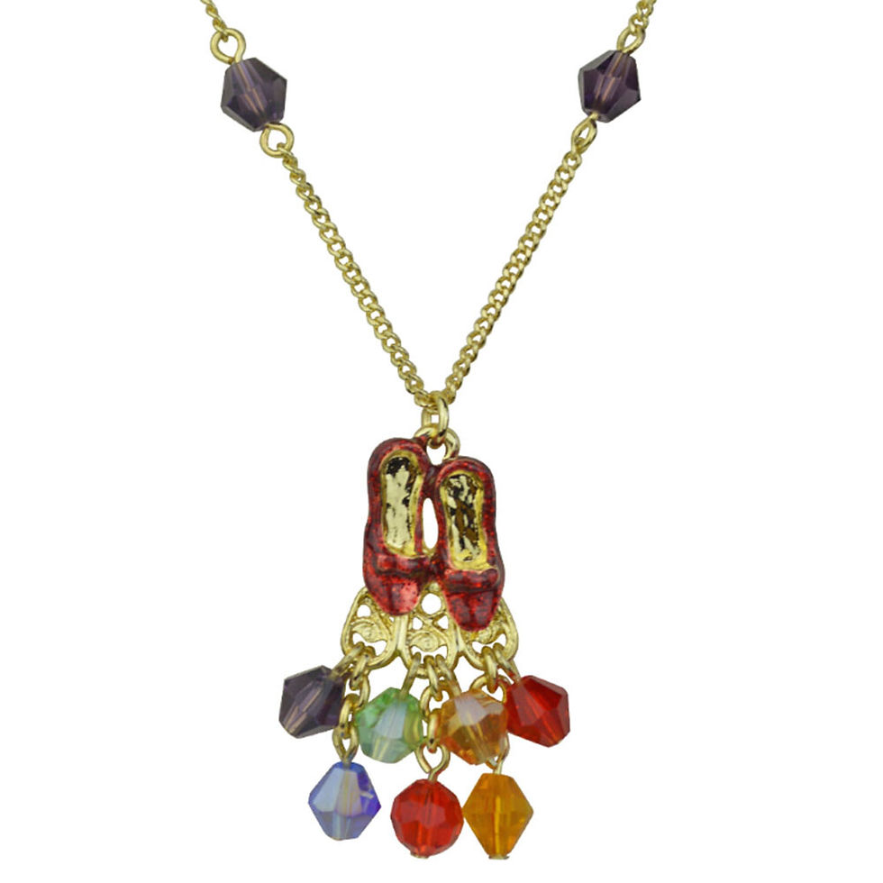Thumbnail: Kirks Folly RUBY SLIPPER RAINBOW NECKLACE goldtone - wizard of oz