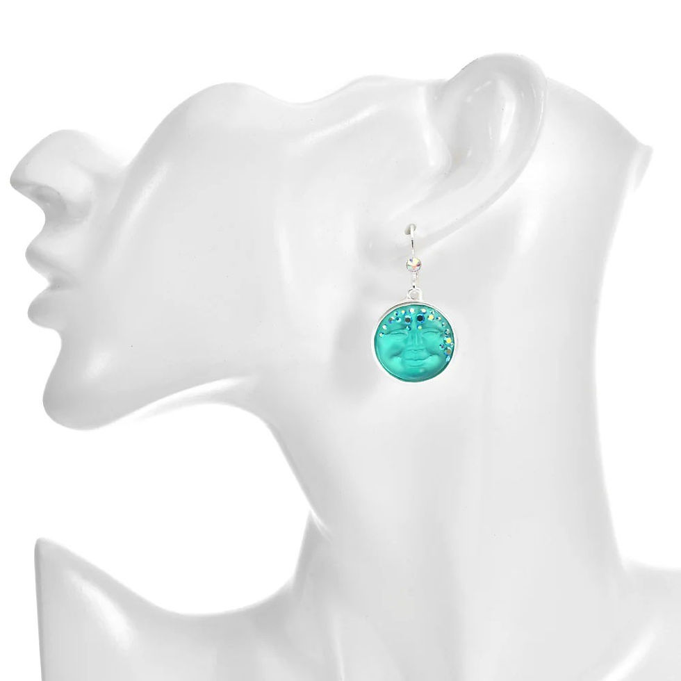 Thumbnail: Kirks Folly Goddess Mystic Seaview Moon 18mm Leverback Earrings sst azure