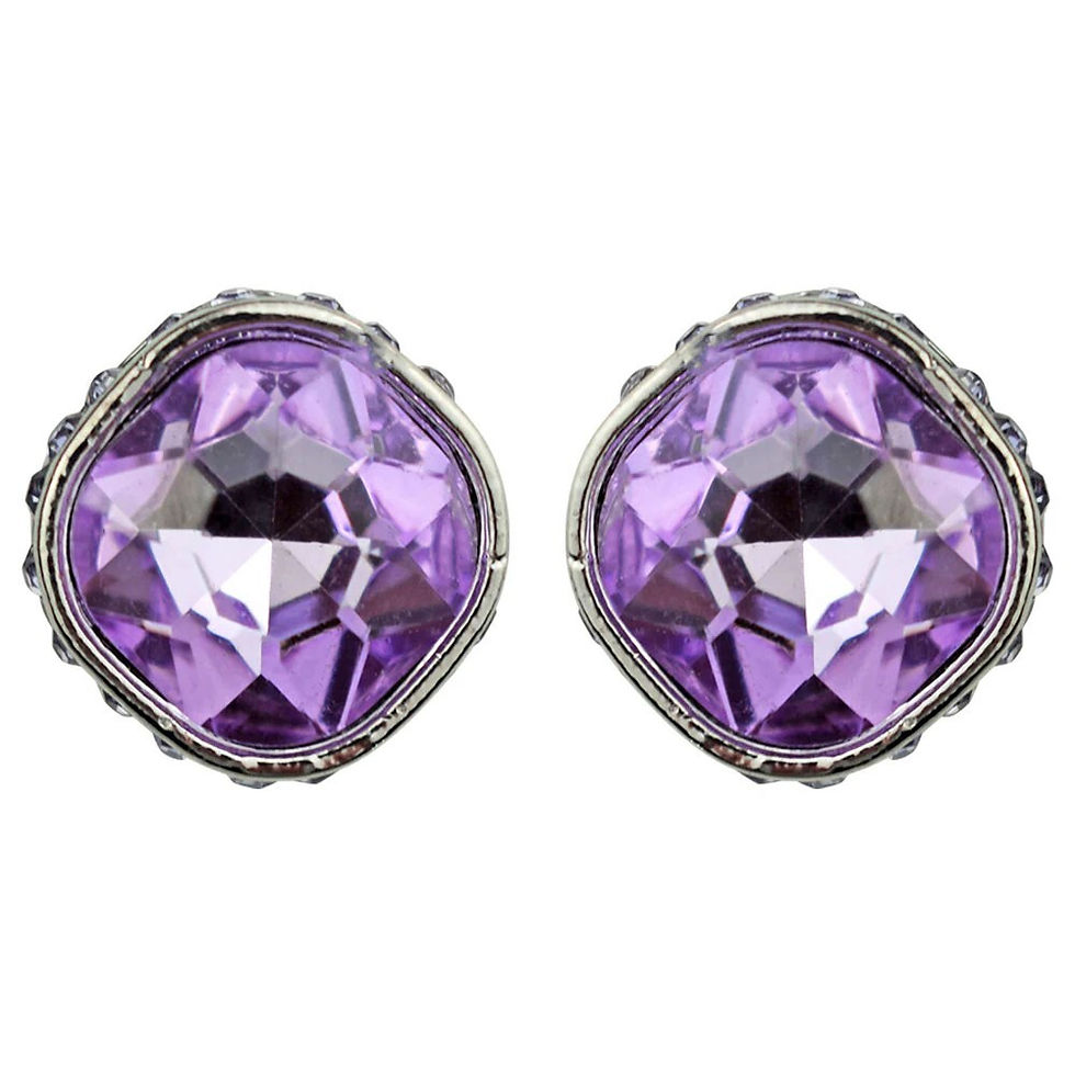 Thumbnail: Kirks Folly Violet Visions Pierced Earrings silvertone / violet