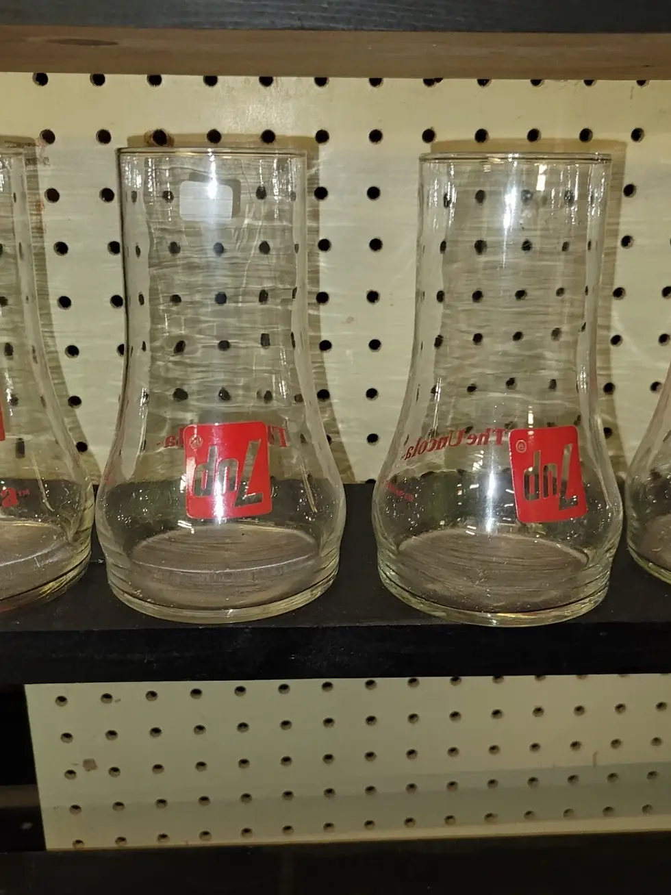 Thumbnail: 4 Vintage 7-Up Uncola Upside Down Glasses