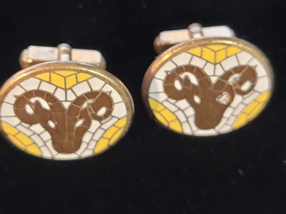 Thumbnail: Vintage Brass Rams Head Aries Cuff Links