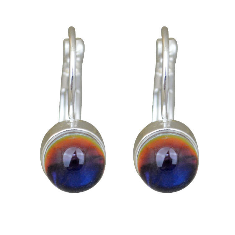 Kirks Folly Bubble Leverback Earrings sterling slivertone/blue helio