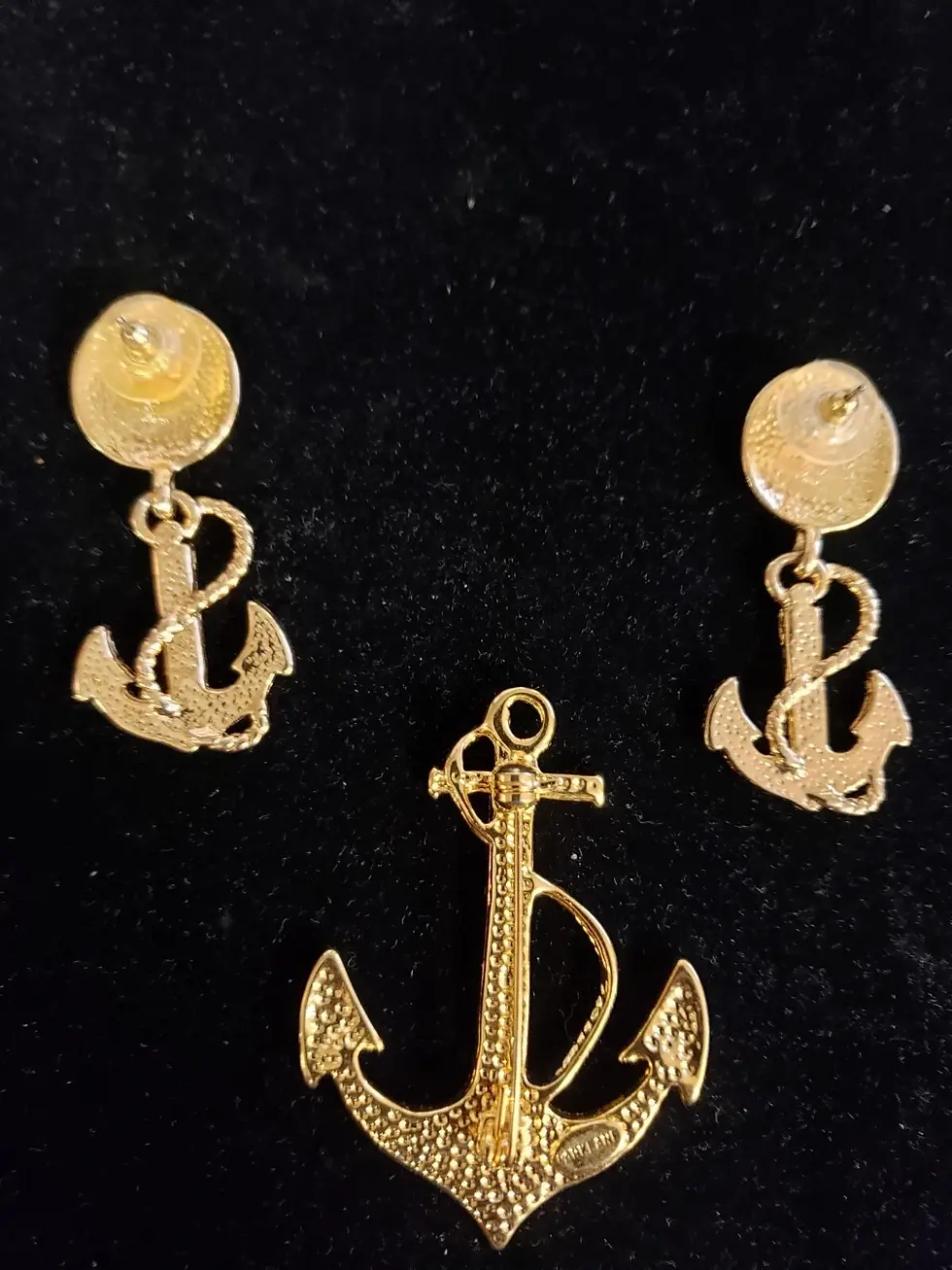 Thumbnail: Enamel Nautical Anchor Earrings & Brooch