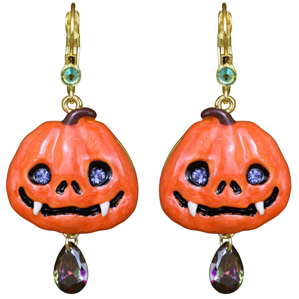Thumbnail: Kirks Folly Drusilla Vampire Pumpkin Leverback Earrings goldtone
