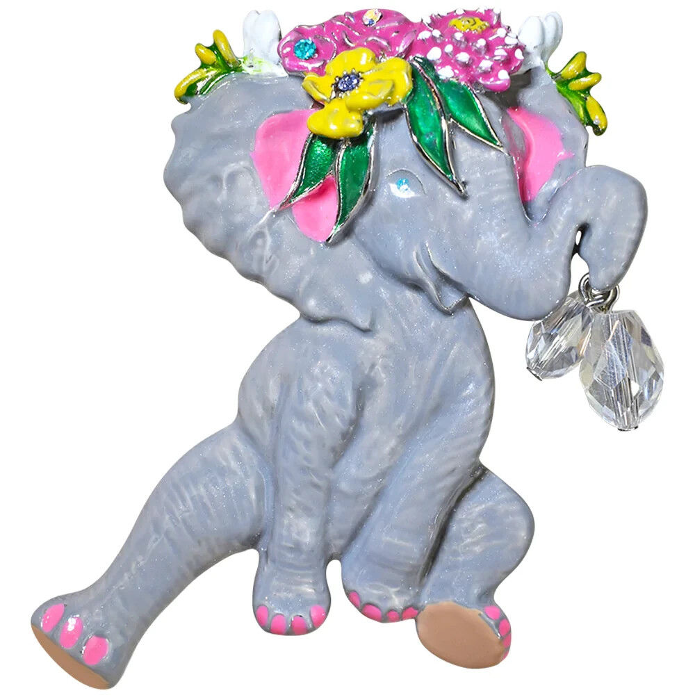 Kirks Folly Eloise the Elephant Pin Pendant silvertone