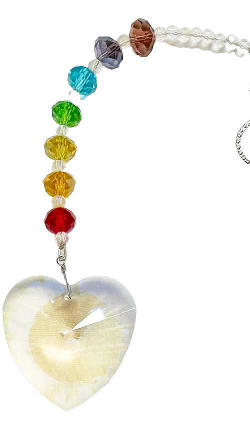 Kirks Folly RAINBOW BRIDGE 8" SHIMMER SUNCATCHER CRYSTAL HEART ORNAMENT