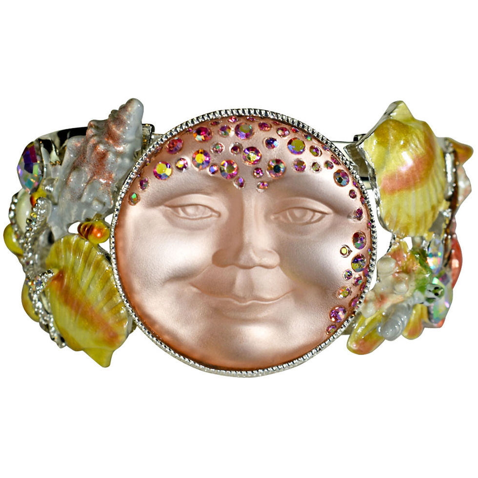 Thumbnail: Kirks Folly Sweet Summer Shells Goddess Seaview Moon Cuff Bracelet sst Large