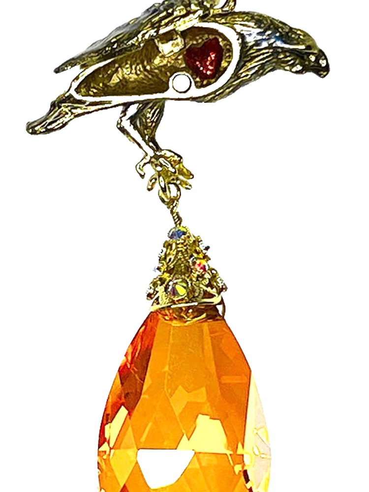 Kirks Folly Heart Of The Crow Crystal Necklace goldtone Raven Halloween