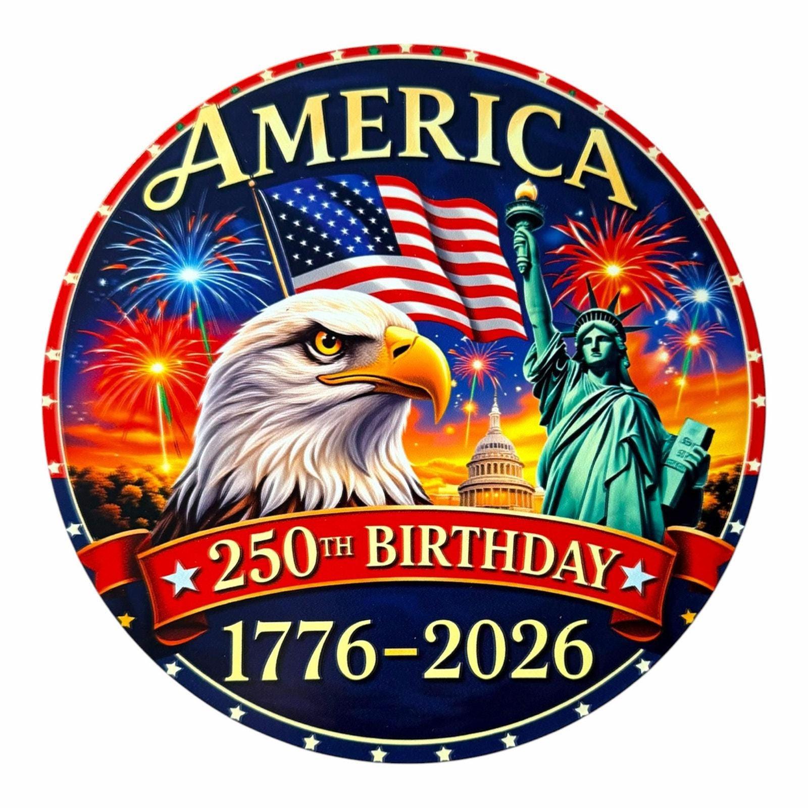 America 250th Birthday Sign, Patriotic Wreath Sign, 1776 2026 Decor, Eagle USA