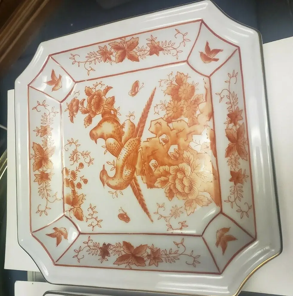 Thumbnail: 2 Vtg Hand Painted Chinese Bird Plates