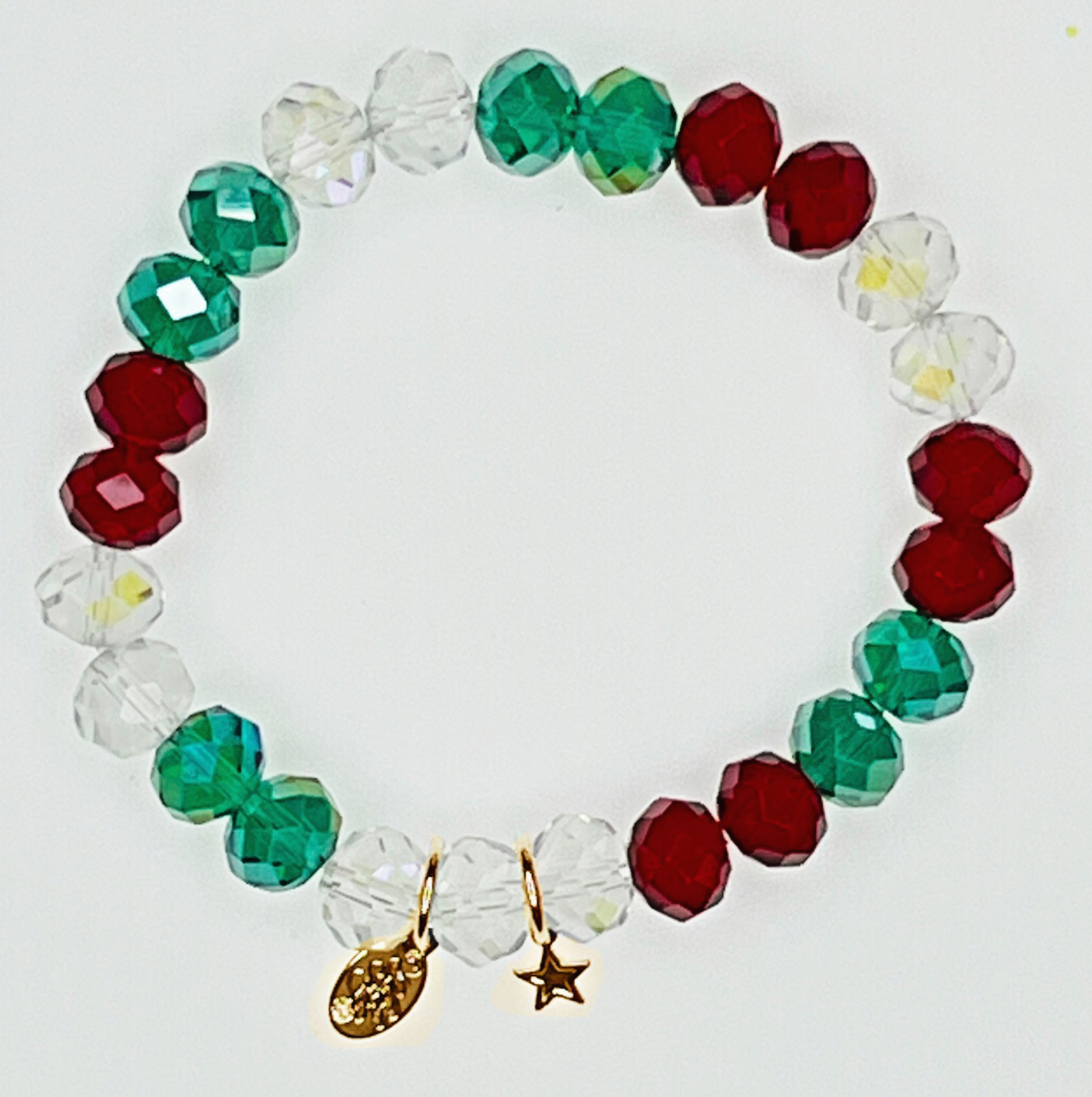 KIRKS FOLLY COLORS OF THE CHRISTMAS SEASON BEADED STRETCH BRACELET goldtone
