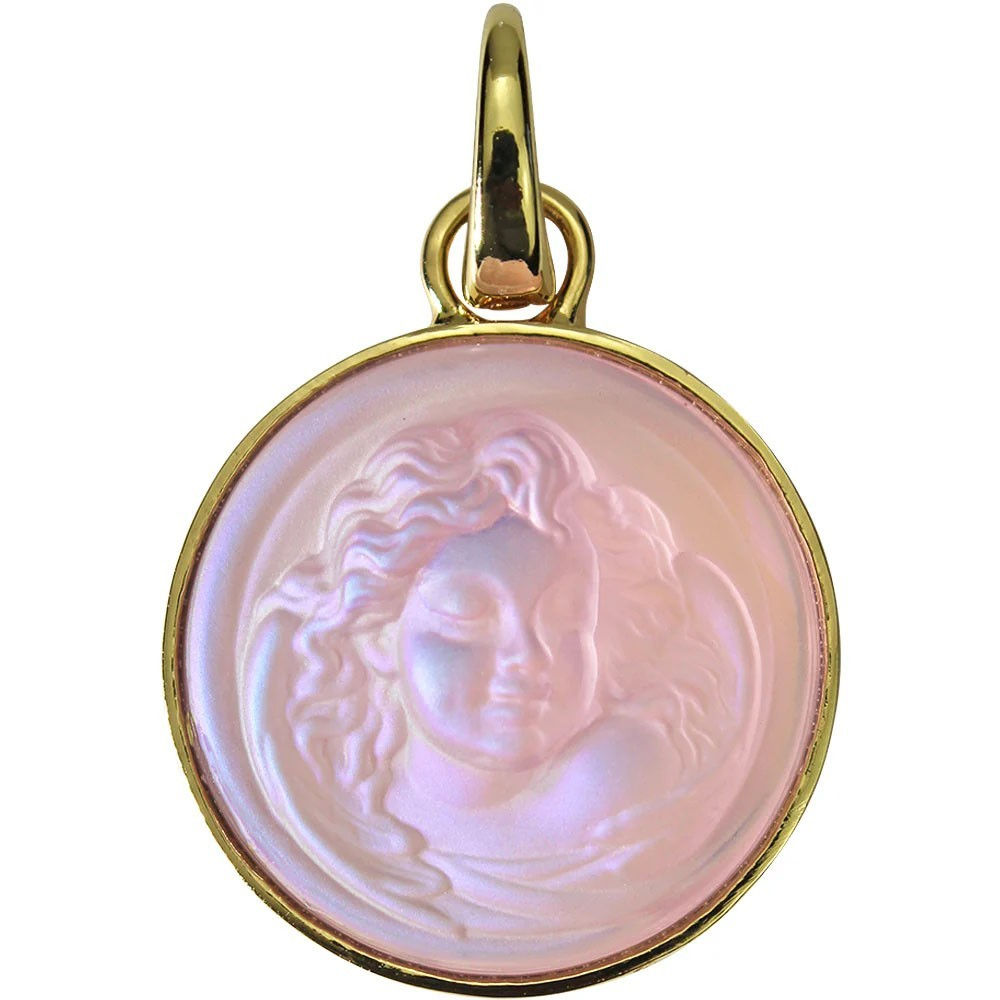 Kirks Folly Glass Dream Angel 25mm Open Ring Charm goldtone rosaline ab