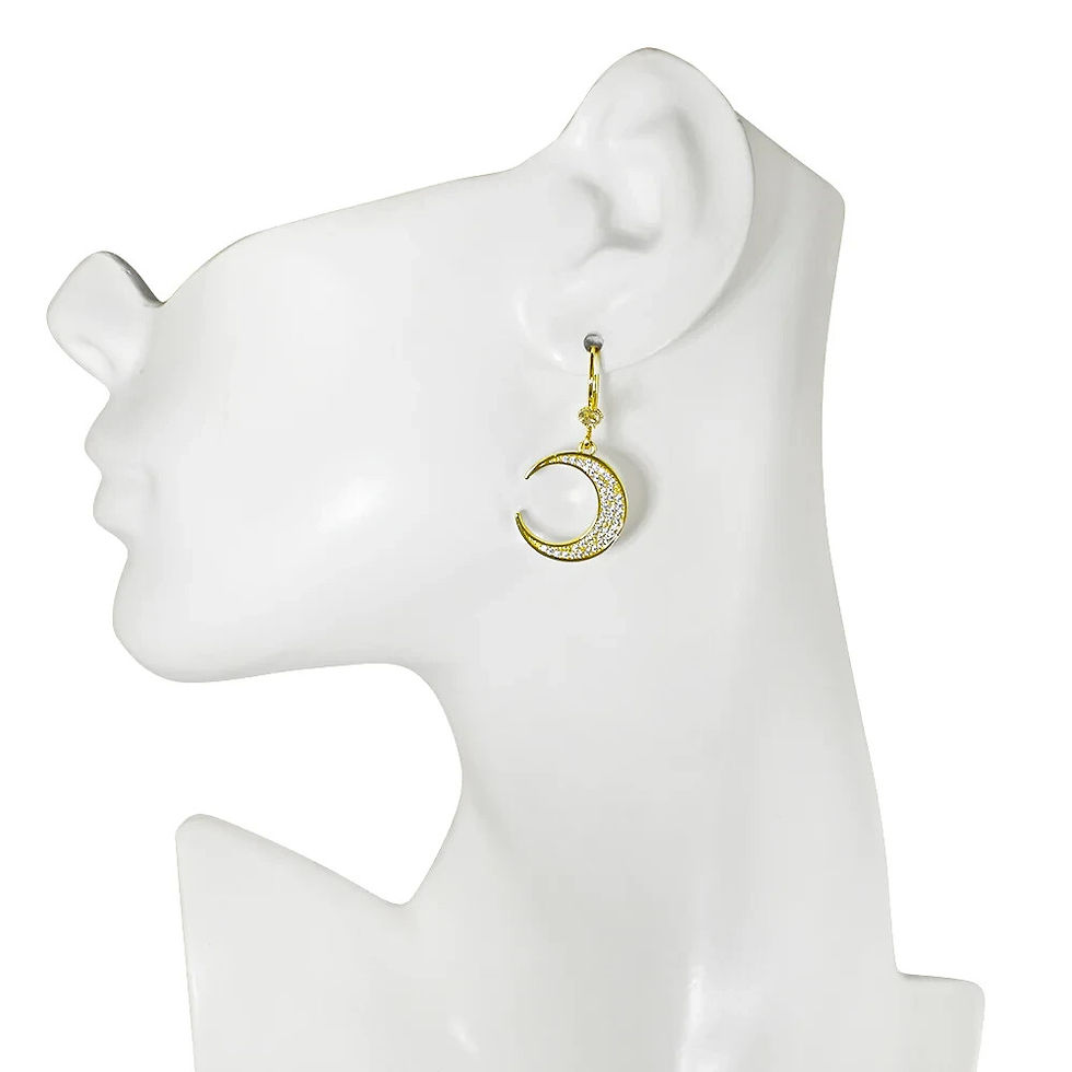 Thumbnail: Kirks Folly Crescent Moon CZ Leverback Earrings (Goldtone)