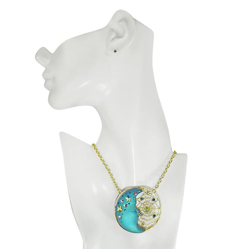 Thumbnail: Kirks Folly Venus Mystic Moon Shadow Dreamcatcher Necklace goldtone