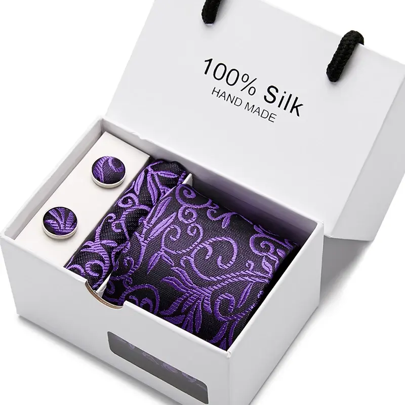 Thumbnail: VanGise Men's 100% Silk Jacquard Necktie Gift Set with Cufflinks