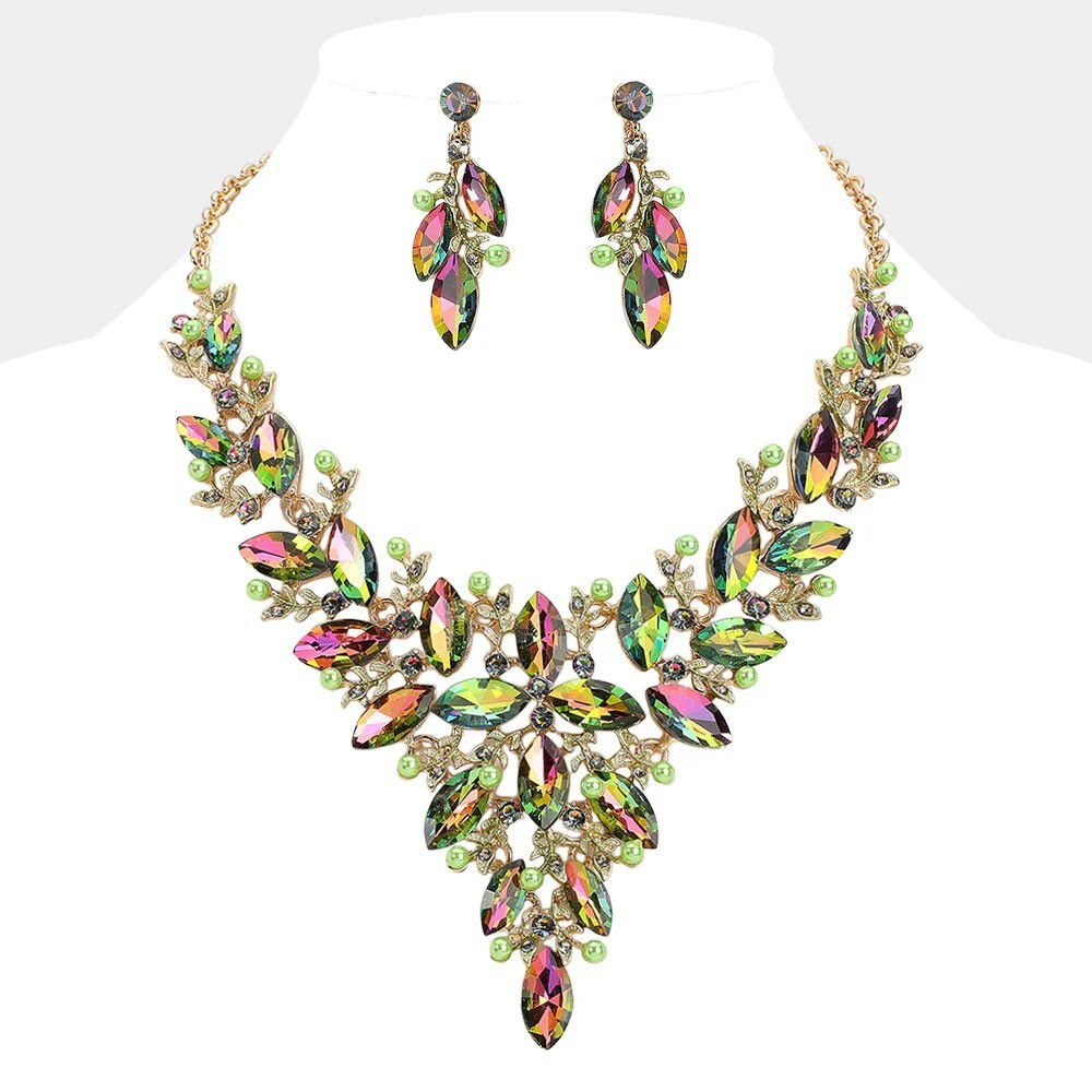 Kirks Folly Twilight Garden Necklace & Earrings Set - goldtone / vitrail
