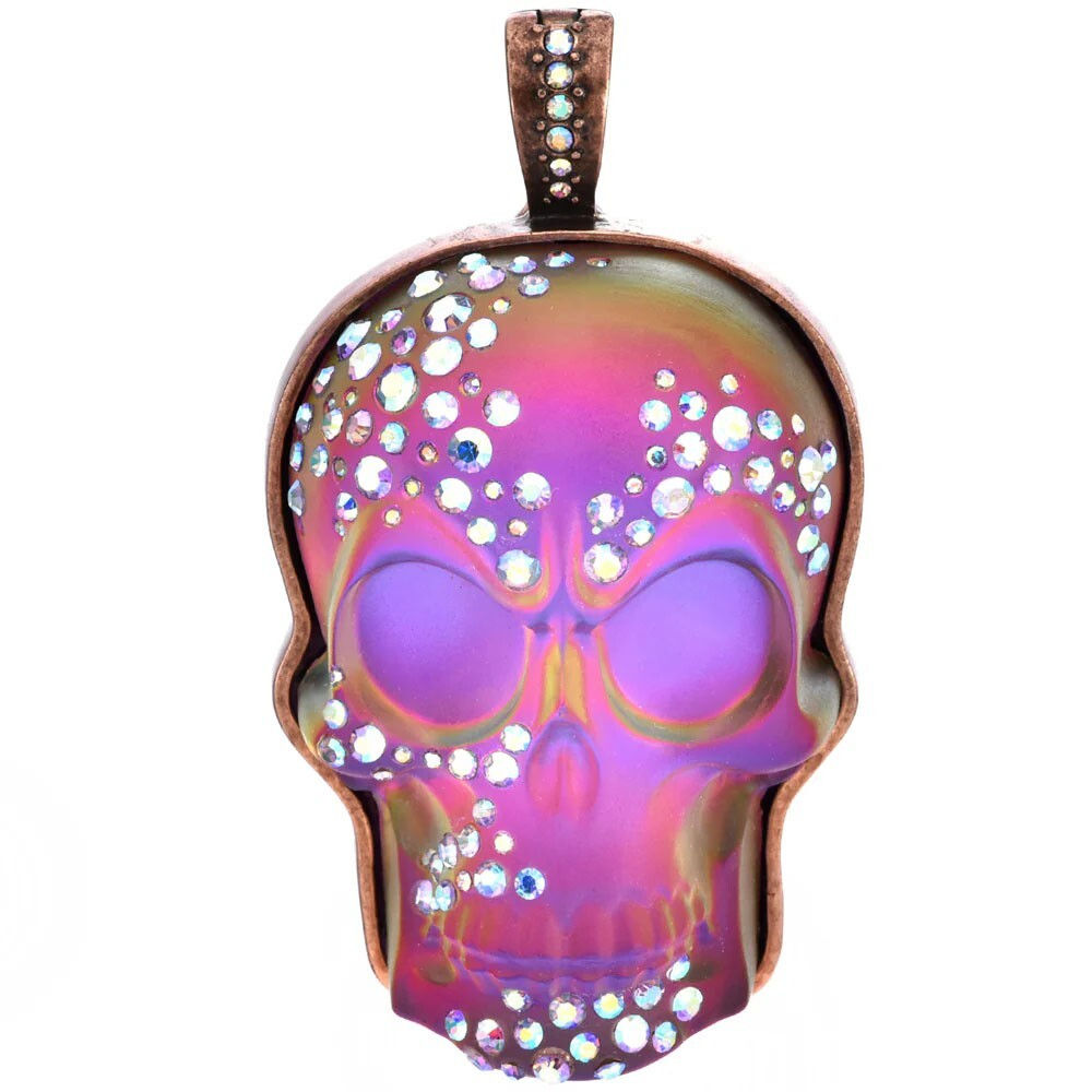 Kirks Folly Mystic Crystal Skull Foldover Pendant copper ox