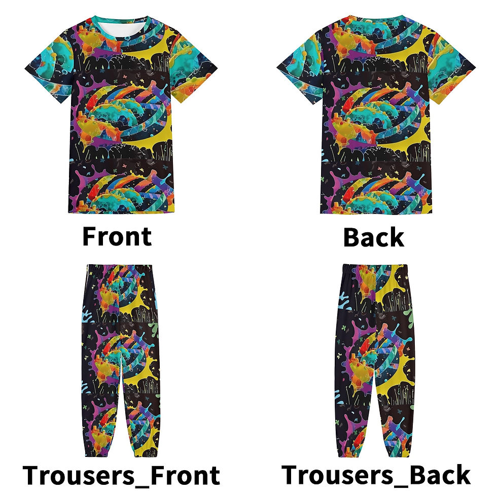 Thumbnail: Unisex All-Over Print Adult Short Sleeve-Blouse Sports Set