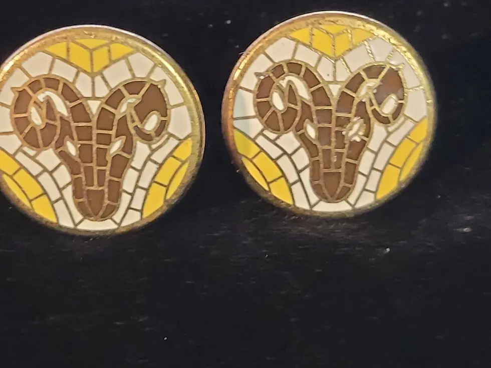 Thumbnail: Vintage Brass Rams Head Aries Cuff Links