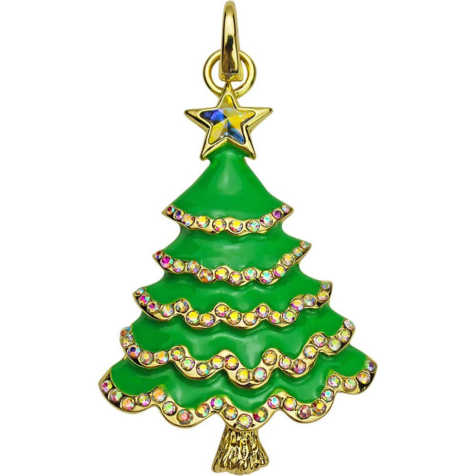 Thumbnail: Kirks Folly Holiday Delight Tree Open Ring Charm goldtone