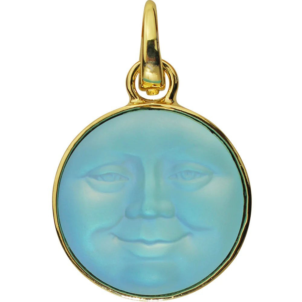 Kirks Folly Glass Seaview Moon Magic 25mm Open Ring Charm goldtone aqua ab