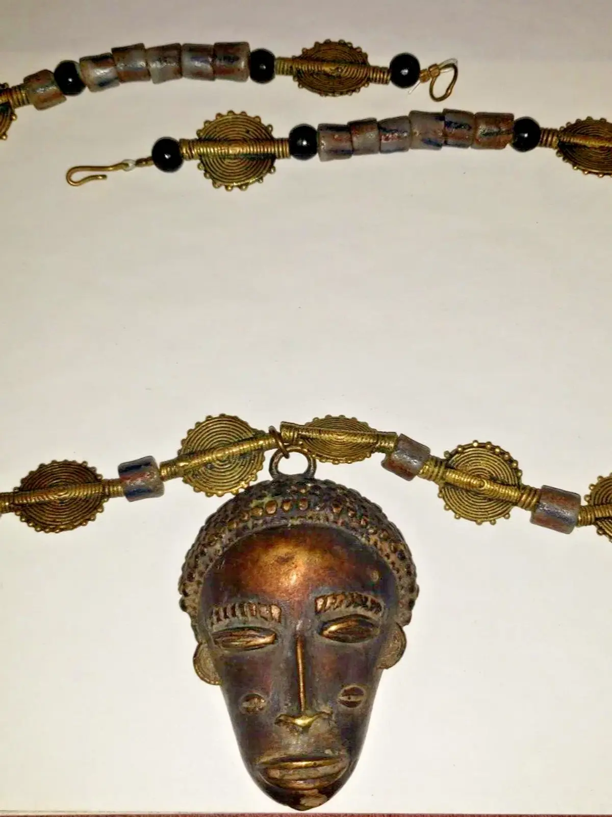 Antique African Tribal Head Pendant Necklace