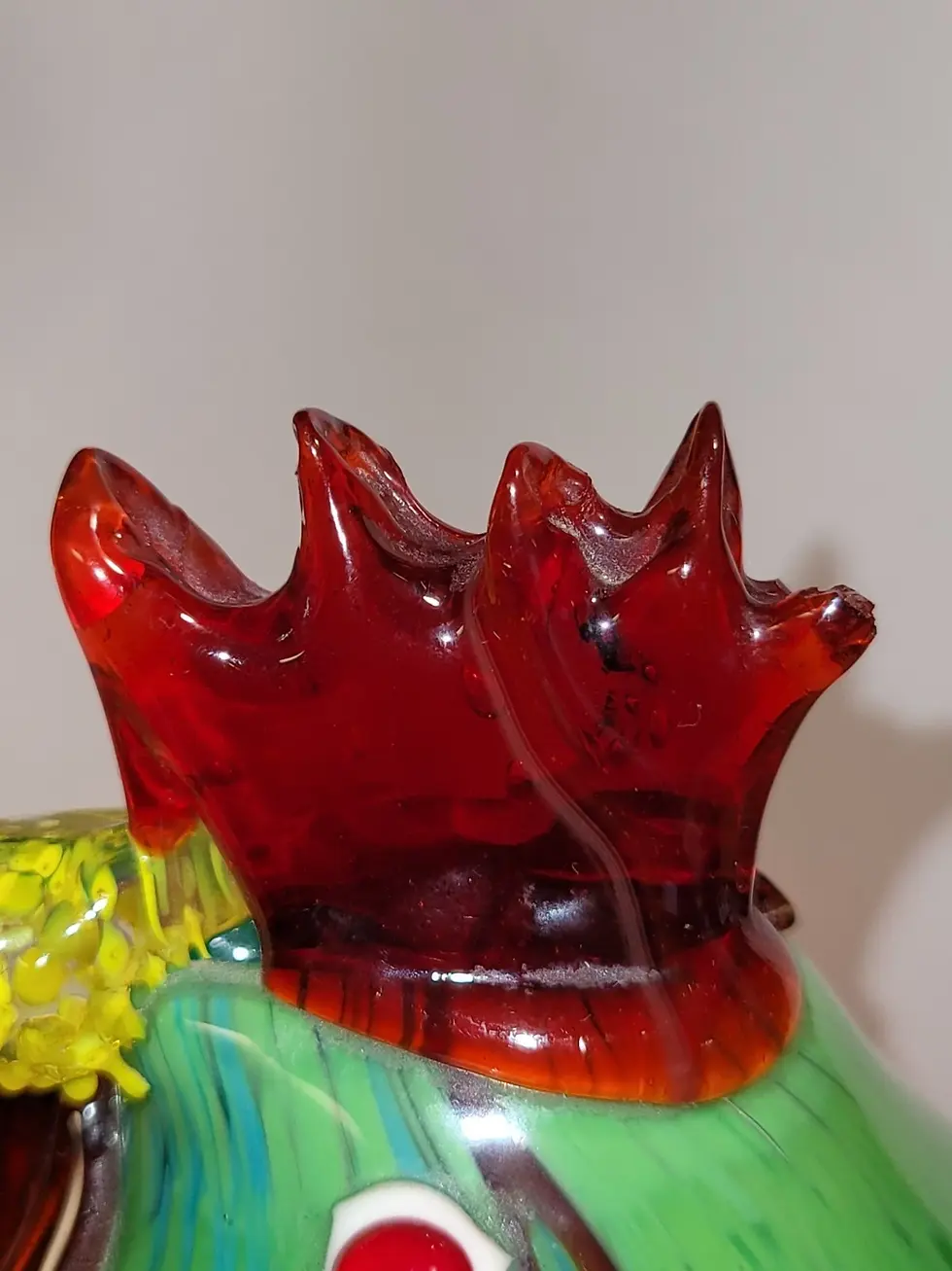 Thumbnail: Murano Glass Rooster Sculpture Blue Green 7x10