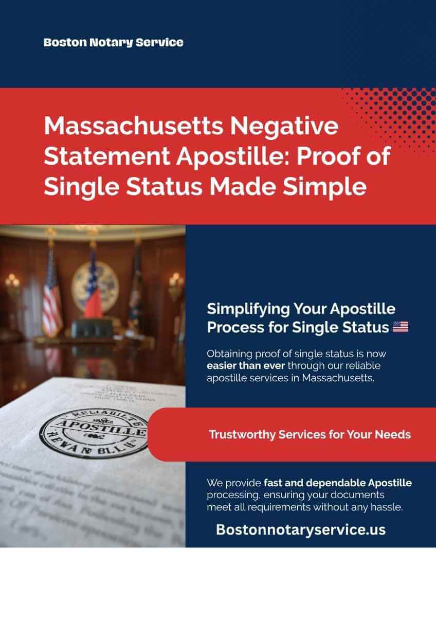 🇺🇸 Massachusetts Negative Statement Apostille: Proof of Single Status Made Simple