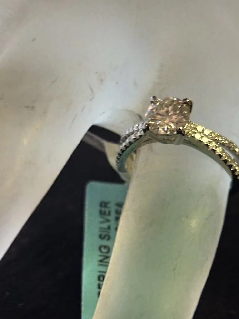 Thumbnail: Round Cut Moissanite Ring 1.31ctw Size 6 925