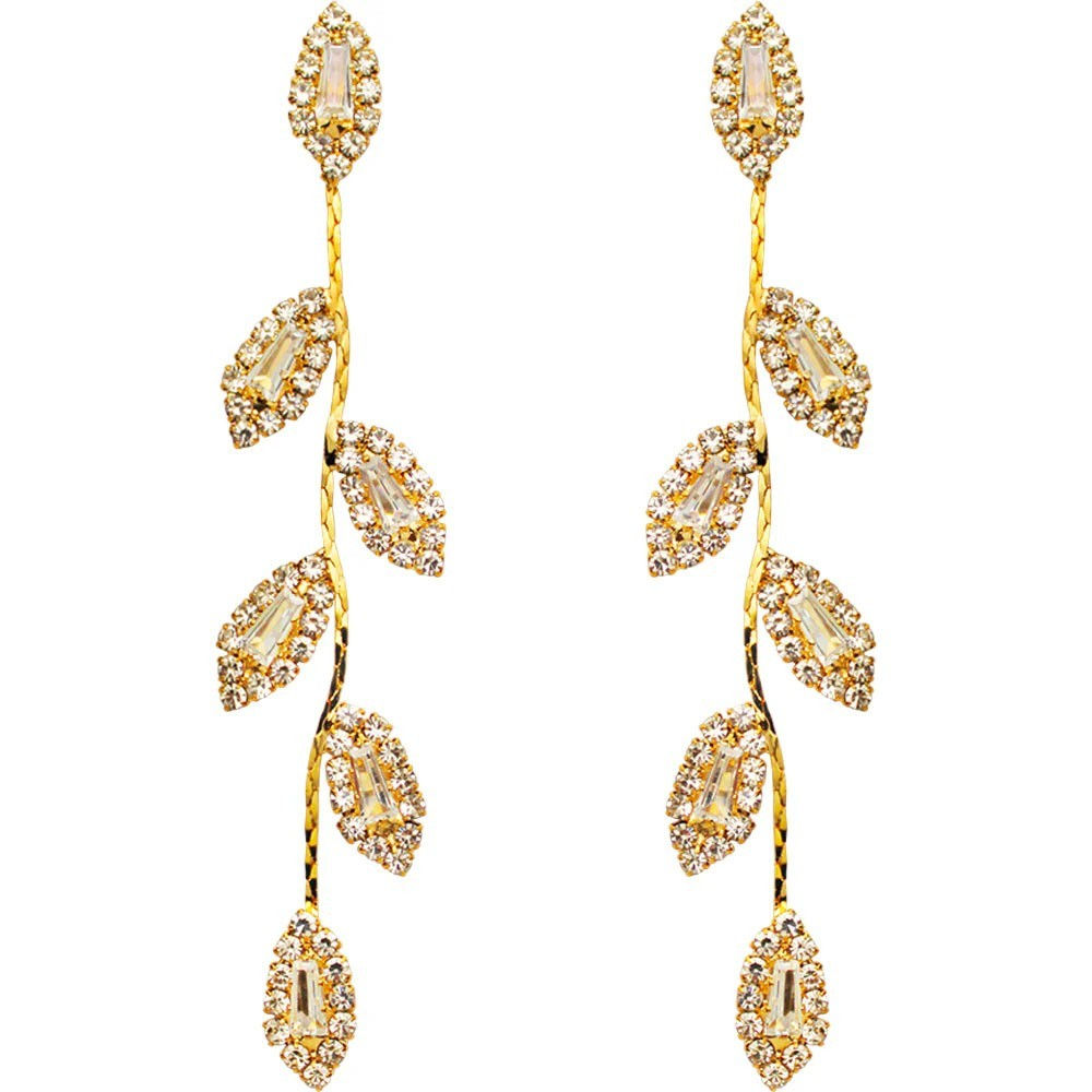 KIRKS FOLLY Fairyland Crystal CZ Leaf Pierced Earrings goldtone
