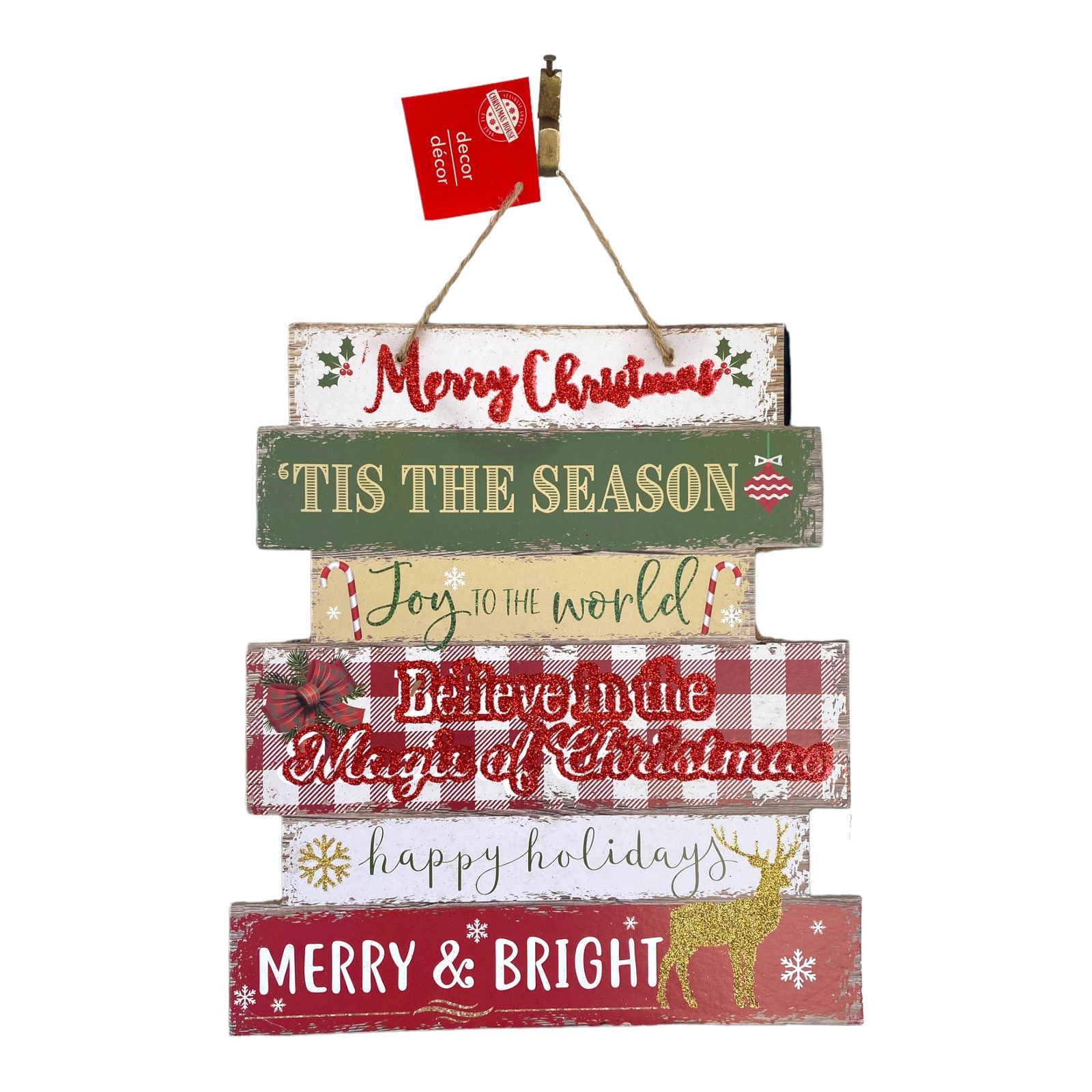 12” Believe in the Magic of Christmas Sentiment Sign, Wreath Attachment, Joy to