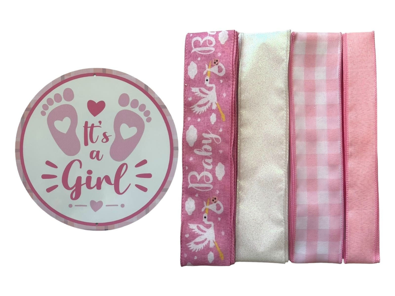 It’s a Girl Wreath Kit, Baby Girl Door Decor, Pink Baby Shower Wreath, New Baby
