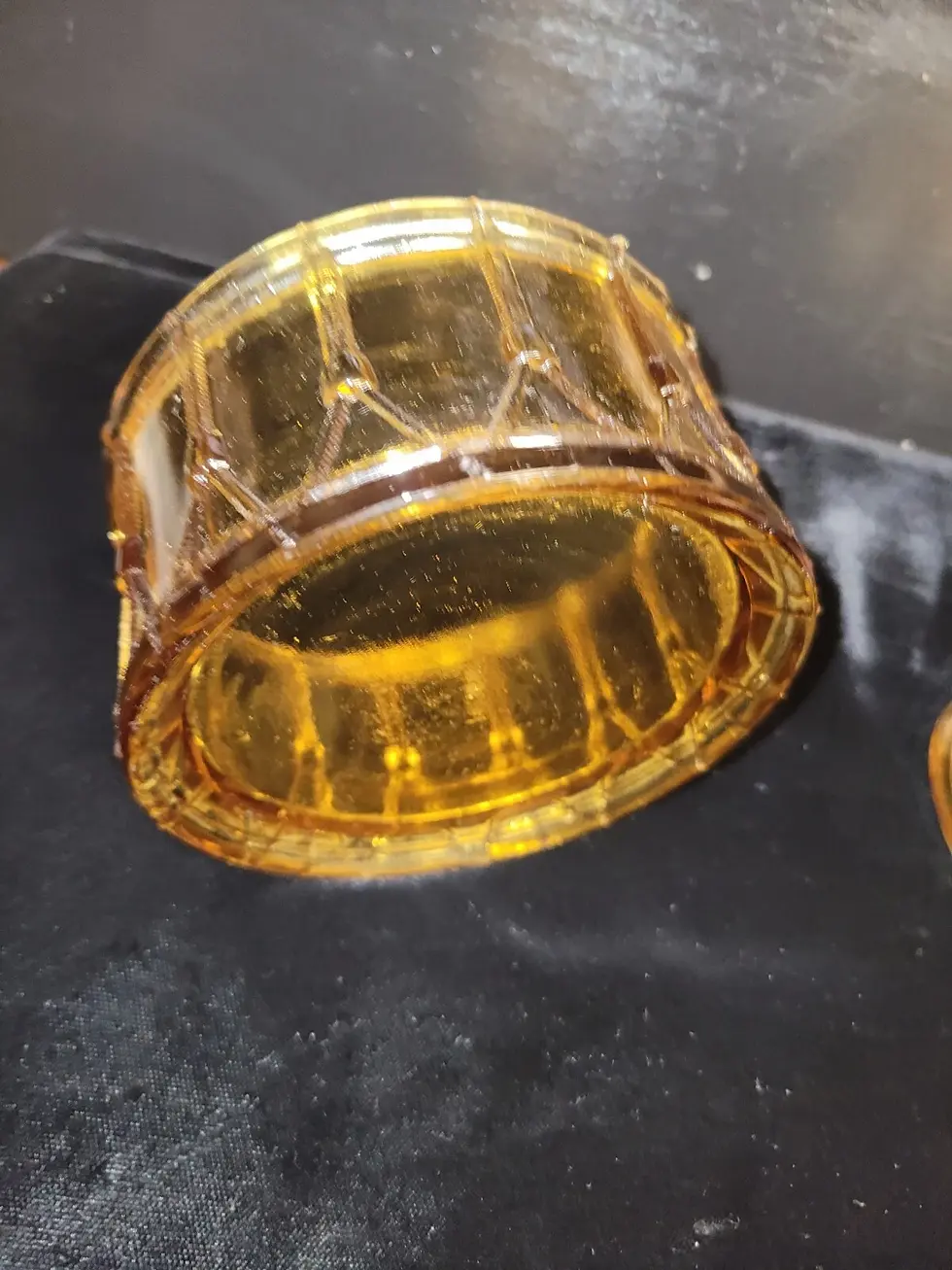 Thumbnail: Amber Glass Cat Drum Jar Portieux Vallerysthal