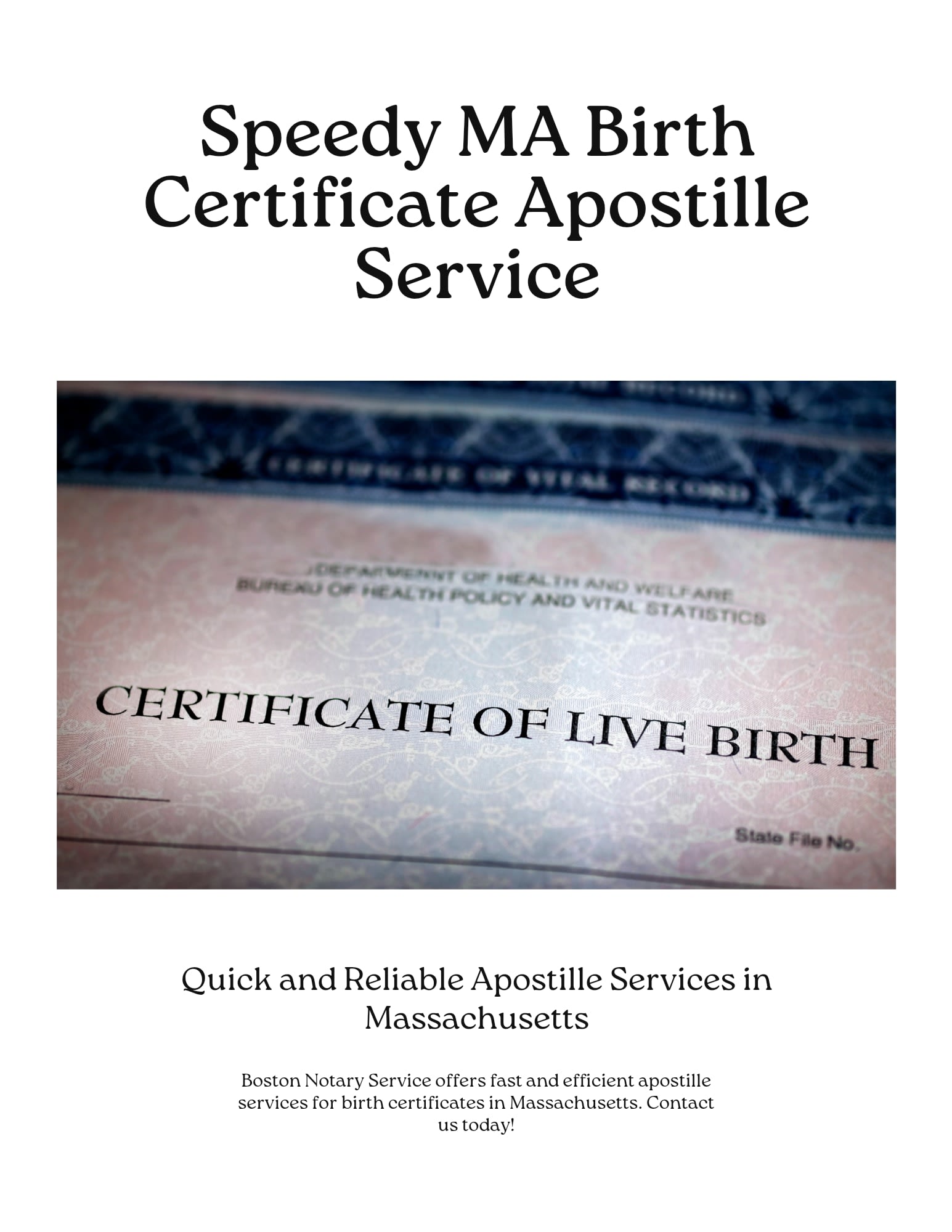 Expedited Massachusetts Apostille Service for Birth Certificate Documents