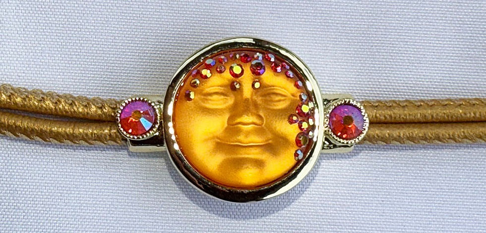Thumbnail: KIRKS FOLLY GODDESS SEAVIEW MOON METALLICA BRACELET fire orange / goldtone NEW!