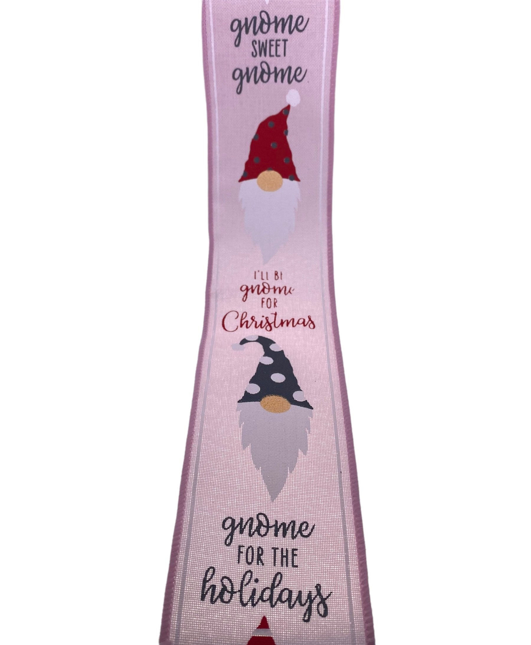 Gnome Christmas Ribbon, Gnome Ribbon, Canvas Ribbon, 2.5” Pink Ribbon, Gnome