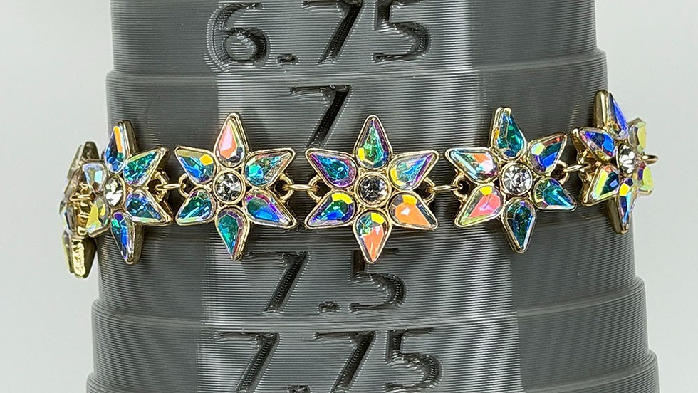 Thumbnail: Kirks Folly Aurora Borealis Starlight Floral Lace Bracelet goldtone