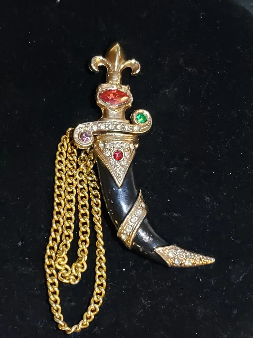 Thumbnail: Vtg Urie Mandle Sword Sheath Chatelaine Pin