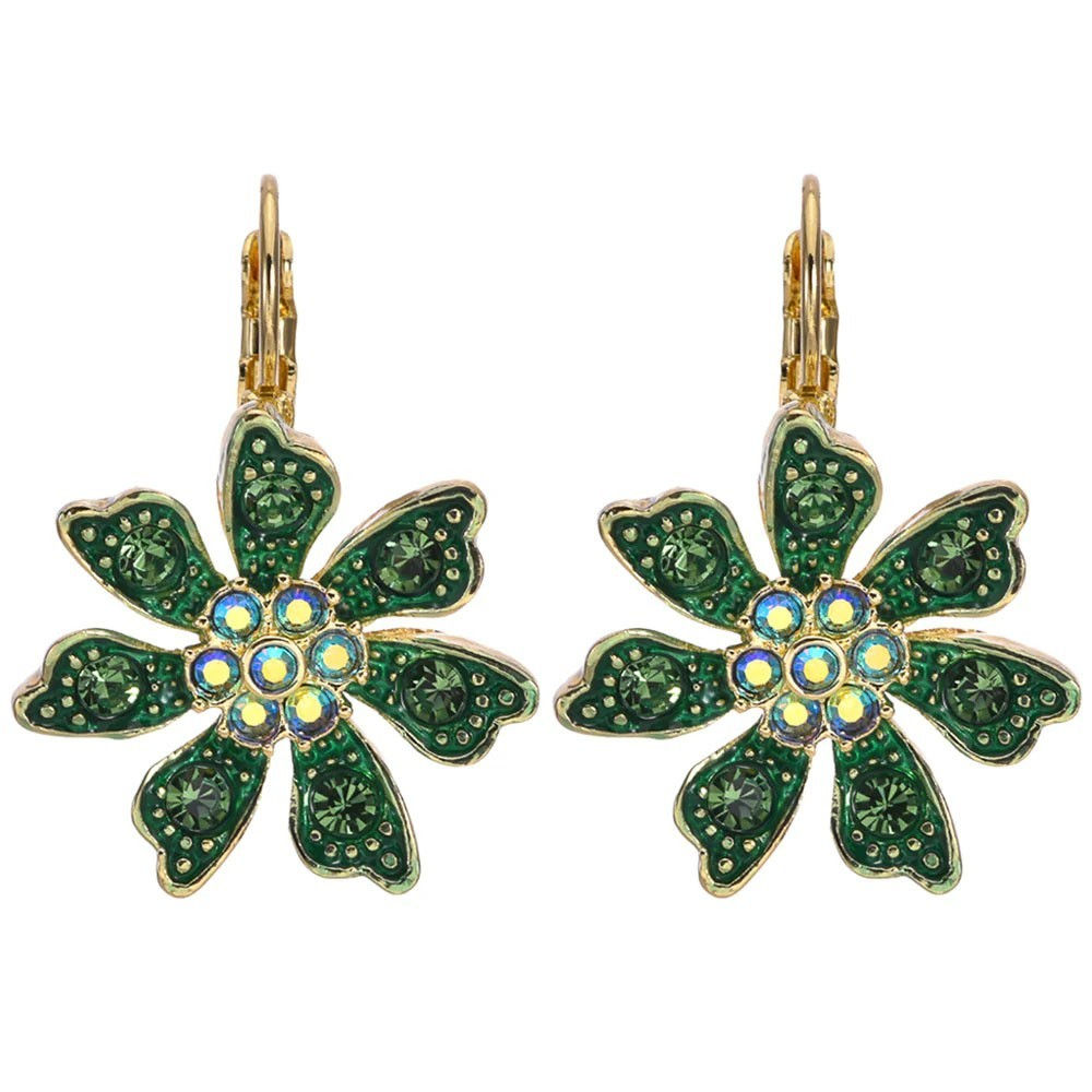 Kirks Folly Precious Memories Flower Leverback Earrings goldtone