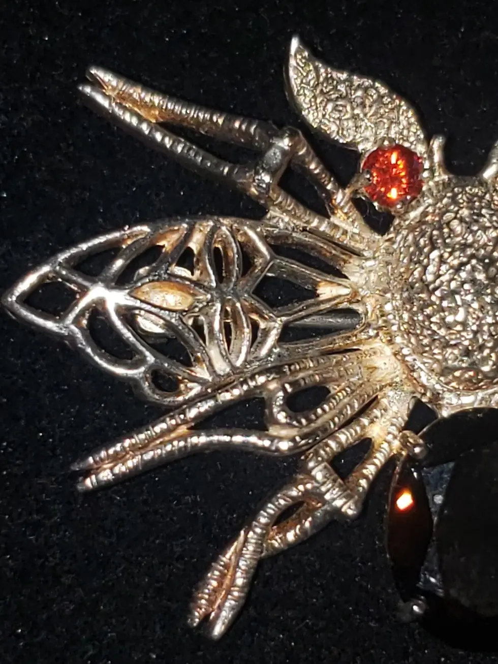 Thumbnail: Sterling Gemstone Bee & Crab Brooch 24g